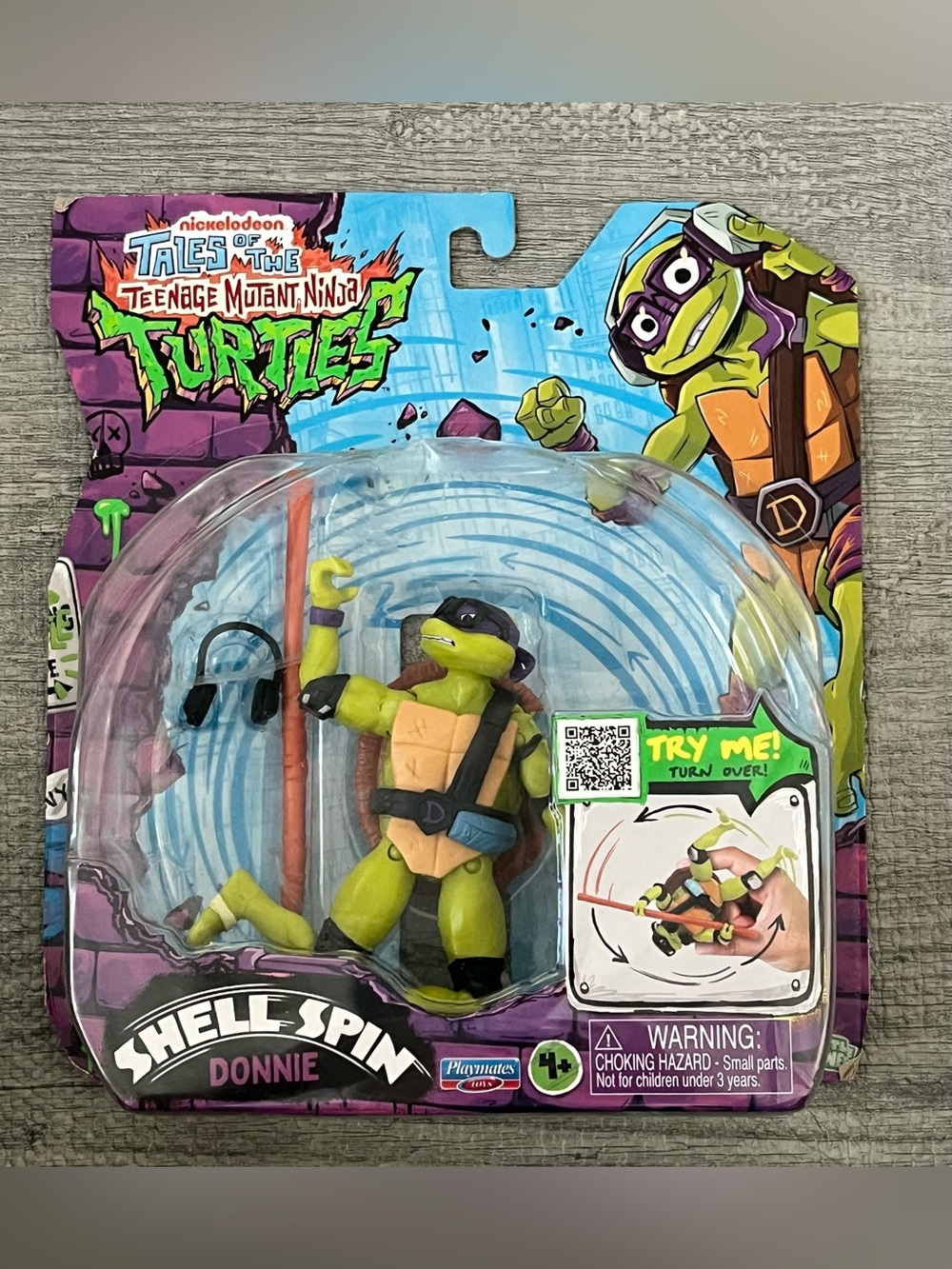 Playmates Toys TMNT Shell Spin Donatello 4.5" Figure Staff Headphones Boxed